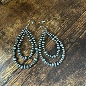 Faux Navajo Pearl Teardrop Earrings